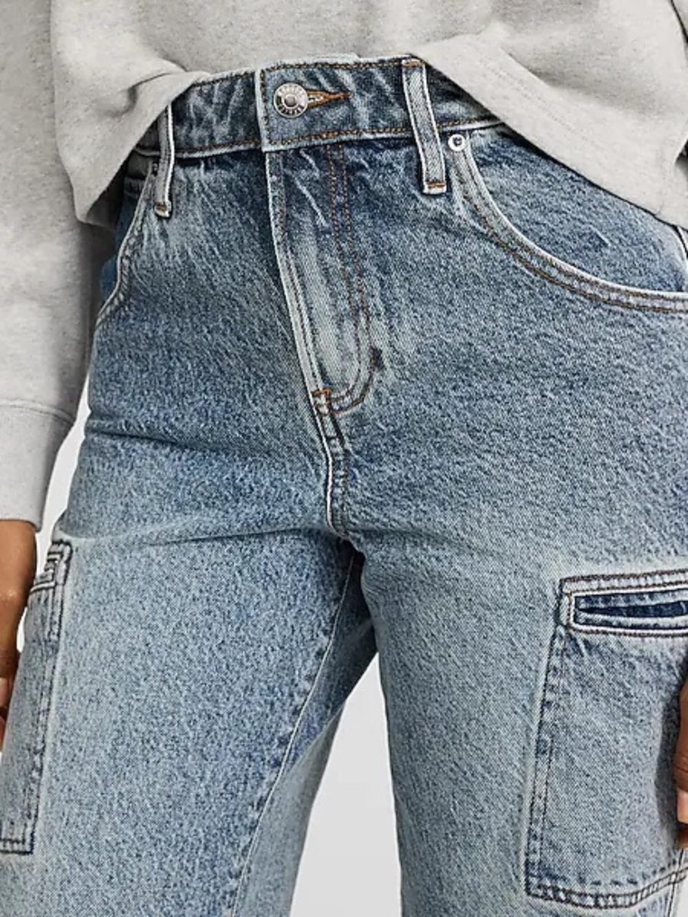 Express High-Rise Light Blue Cargo Jeans